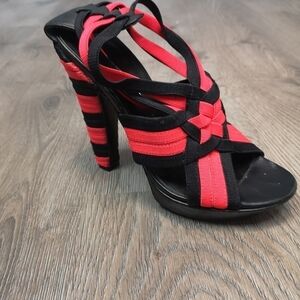 Vintage United Nude elastic pink/black woven strappy sandals *HOSTPICK*